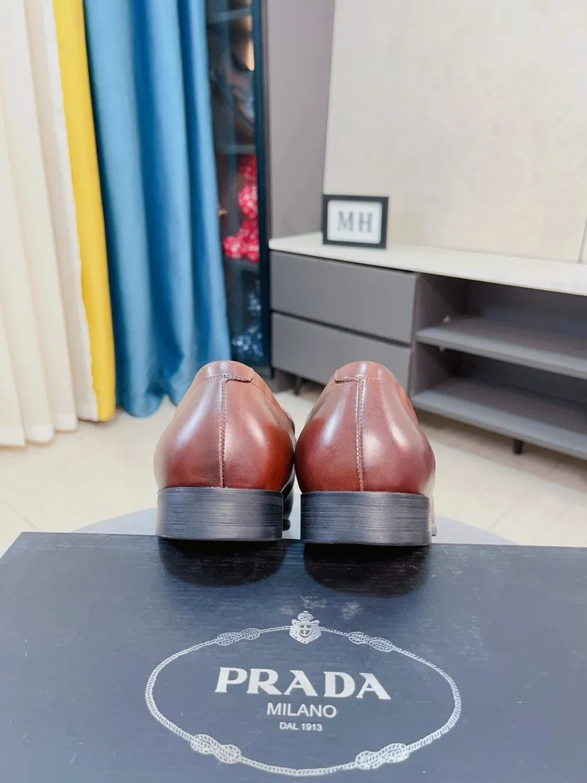 Men's shoes 💰540🌹🌹【PRADA Leather Shoes】Top purchasing agency Original imported Italian custom-made open-edge beaded cowhide leather surface, fully imported water-dyed breathable cowhide lining, original factory special molded sole super comfortable, size: 38-44